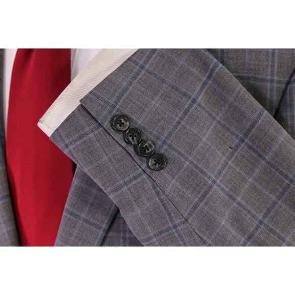 Brooks Brothers Regent BrooksCool Gray/Blue Windowpane 2-Btn Wool Suit 41R - Picture 6 of 12